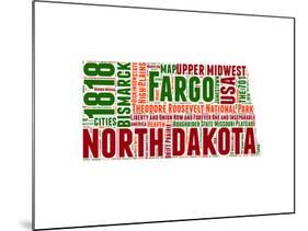 North Dakota Word Cloud Map-NaxArt-Mounted Art Print