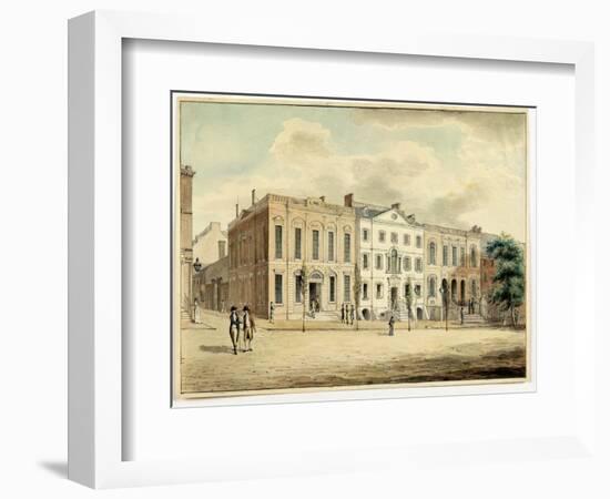 North-East Corner of Wall and William Streets, New York City, 1798 (W/C and Ink on Paper)-Archibald Robertson-Framed Giclee Print