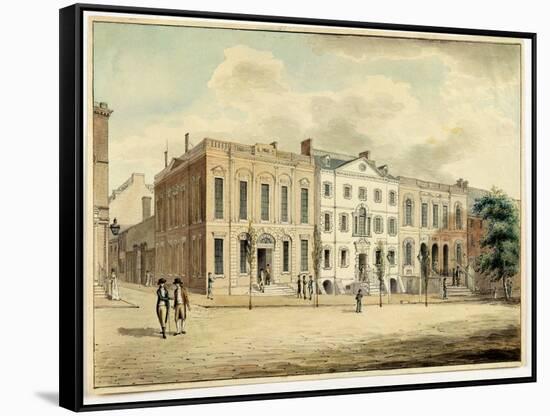 North-East Corner of Wall and William Streets, New York City, 1798 (W/C and Ink on Paper)-Archibald Robertson-Framed Stretched Canvas