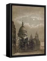 North-East View of St Paul's Cathedral by Moonlight, City of London, 1850-null-Framed Stretched Canvas