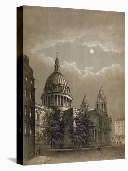 North-East View of St Paul's Cathedral by Moonlight, City of London, 1850-null-Stretched Canvas