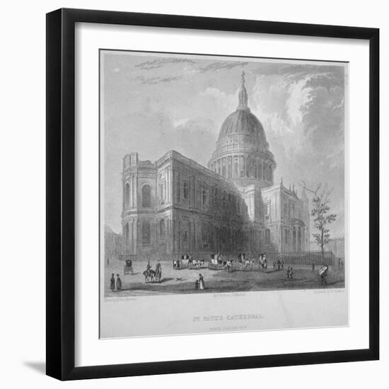 North-East View of St Paul's Cathedral, City of London, 1835-Benjamin Winkles-Framed Giclee Print