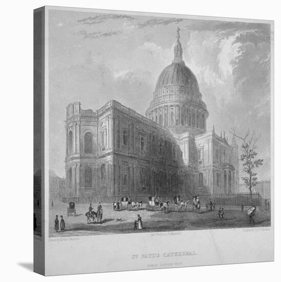 North-East View of St Paul's Cathedral, City of London, 1835-Benjamin Winkles-Stretched Canvas