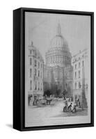 North-East View of St Paul's Cathedral, City of London, 1854-M & N Hanhart-Framed Stretched Canvas