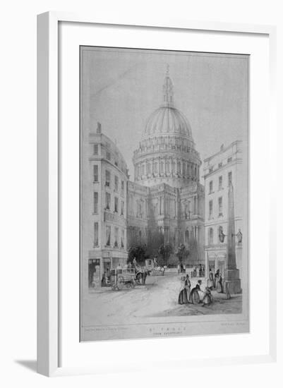 North-East View of St Paul's Cathedral, City of London, 1854-M & N Hanhart-Framed Giclee Print