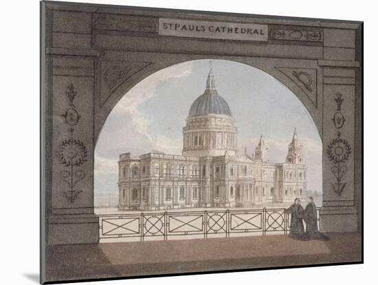 North-East View of St Paul's Cathedral Through an Archway, City of London, 1820-null-Mounted Giclee Print