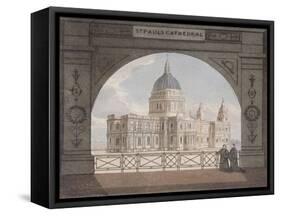 North-East View of St Paul's Cathedral Through an Archway, City of London, 1820-null-Framed Stretched Canvas
