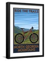 North Georgia Mountains - Mountain Bike Scene - Ride the Trails-Lantern Press-Framed Art Print