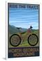 North Georgia Mountains - Mountain Bike Scene - Ride the Trails-Lantern Press-Framed Art Print