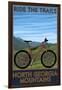 North Georgia Mountains - Mountain Bike Scene - Ride the Trails-Lantern Press-Framed Art Print