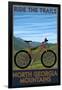 North Georgia Mountains - Mountain Bike Scene - Ride the Trails-Lantern Press-Framed Art Print