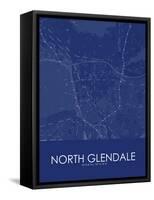 North Glendale, United States of America Blue Map-null-Framed Stretched Canvas