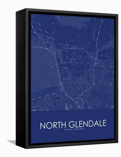 North Glendale, United States of America Blue Map-null-Framed Stretched Canvas