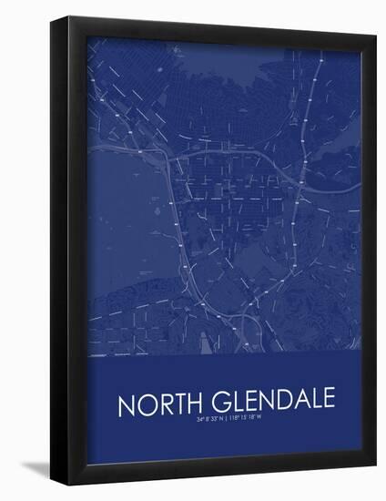 North Glendale, United States of America Blue Map-null-Framed Poster