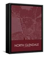 North Glendale, United States of America Red Map-null-Framed Stretched Canvas