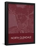 North Glendale, United States of America Red Map-null-Framed Poster