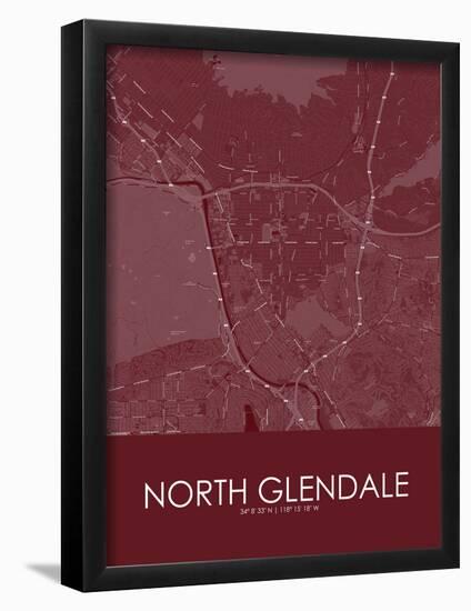 North Glendale, United States of America Red Map-null-Framed Poster