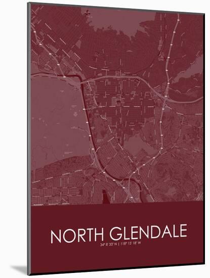 North Glendale, United States of America Red Map-null-Mounted Poster
