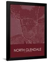 North Glendale, United States of America Red Map-null-Framed Poster