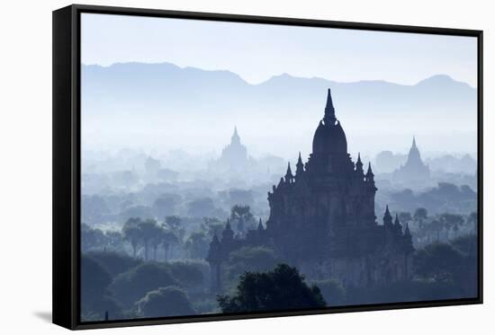 North Guni Temple, Pagodas and Stupas in Early Morning Mist at Sunrise, Bagan (Pagan)-Stephen Studd-Framed Stretched Canvas