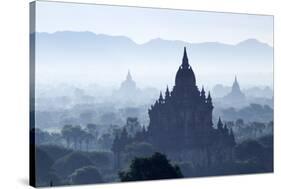 North Guni Temple, Pagodas and Stupas in Early Morning Mist at Sunrise, Bagan (Pagan)-Stephen Studd-Stretched Canvas