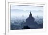 North Guni Temple, Pagodas and Stupas in Early Morning Mist at Sunrise, Bagan (Pagan)-Stephen Studd-Framed Photographic Print