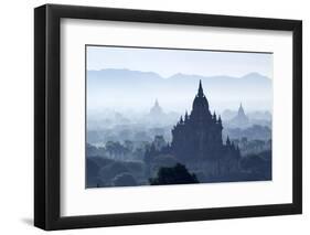 North Guni Temple, Pagodas and Stupas in Early Morning Mist at Sunrise, Bagan (Pagan)-Stephen Studd-Framed Photographic Print