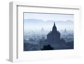 North Guni Temple, Pagodas and Stupas in Early Morning Mist at Sunrise, Bagan (Pagan)-Stephen Studd-Framed Photographic Print