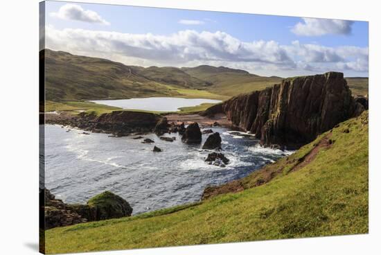 North Ham Bay, red granite cliffs, stacks, Town Loch, Scotland-Eleanor Scriven-Stretched Canvas