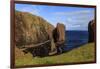 North Ham, lichen covered huge red granite cliffs and stacks, Muckle Roe Island, Scotland-Eleanor Scriven-Framed Photographic Print