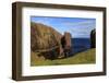 North Ham, lichen covered huge red granite cliffs and stacks, Muckle Roe Island, Scotland-Eleanor Scriven-Framed Photographic Print