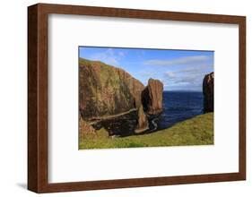 North Ham, lichen covered huge red granite cliffs and stacks, Muckle Roe Island, Scotland-Eleanor Scriven-Framed Photographic Print