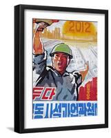 North Korea, East Sea of Korea, Wonsan City, Propaganda Poster-Gavin Hellier-Framed Photographic Print