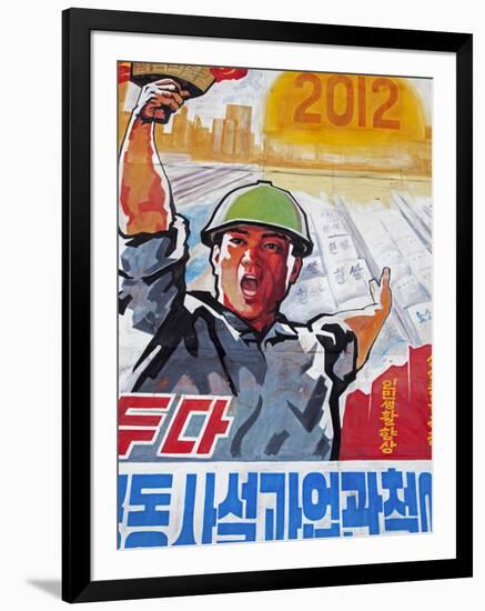 North Korea, East Sea of Korea, Wonsan City, Propaganda Poster-Gavin Hellier-Framed Photographic Print