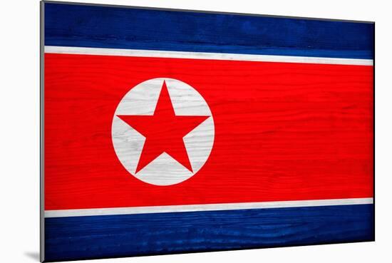 North Korea Flag Design with Wood Patterning - Flags of the World Series-Philippe Hugonnard-Mounted Premium Giclee Print