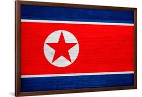 North Korea Flag Design with Wood Patterning - Flags of the World Series-Philippe Hugonnard-Framed Art Print