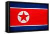 North Korea Flag Design with Wood Patterning - Flags of the World Series-Philippe Hugonnard-Framed Stretched Canvas