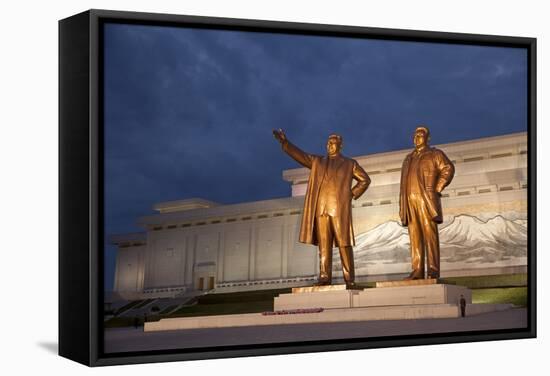 North Korea, Pyongyang. Bronze Statues of Kim Il Sung, Arm Out Pointing the Way Forward-Katie Garrod-Framed Stretched Canvas