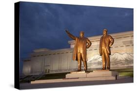 North Korea, Pyongyang. Bronze Statues of Kim Il Sung, Arm Out Pointing the Way Forward-Katie Garrod-Stretched Canvas