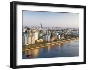 North Korea, Pyongyang, Elevated City Skyline Including the Ryugyong Hotel and Taedong River-Gavin Hellier-Framed Photographic Print