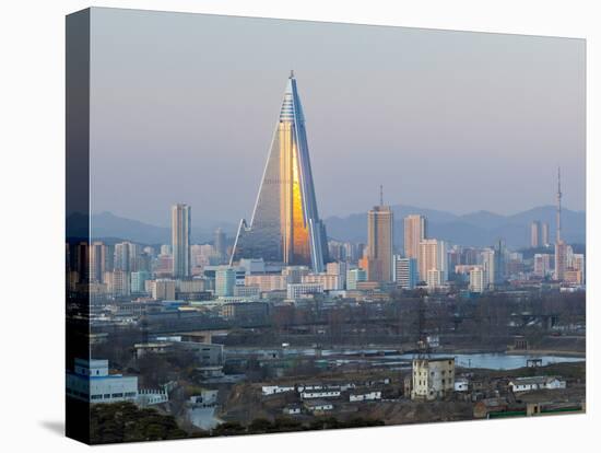 North Korea, Pyongyang, Elevated City Skyline View Towards the Ryugyong Hotel-Gavin Hellier-Stretched Canvas