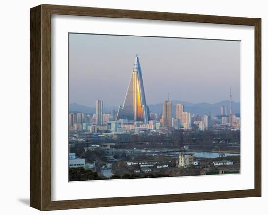 North Korea, Pyongyang, Elevated City Skyline View Towards the Ryugyong Hotel-Gavin Hellier-Framed Photographic Print