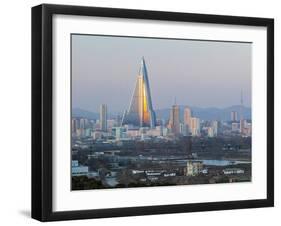 North Korea, Pyongyang, Elevated City Skyline View Towards the Ryugyong Hotel-Gavin Hellier-Framed Photographic Print