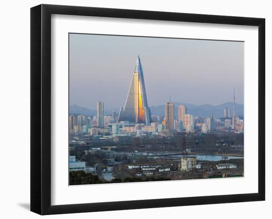 North Korea, Pyongyang, Elevated City Skyline View Towards the Ryugyong Hotel-Gavin Hellier-Framed Photographic Print