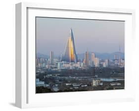 North Korea, Pyongyang, Elevated City Skyline View Towards the Ryugyong Hotel-Gavin Hellier-Framed Photographic Print