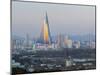 North Korea, Pyongyang, Elevated City Skyline View Towards the Ryugyong Hotel-Gavin Hellier-Mounted Photographic Print