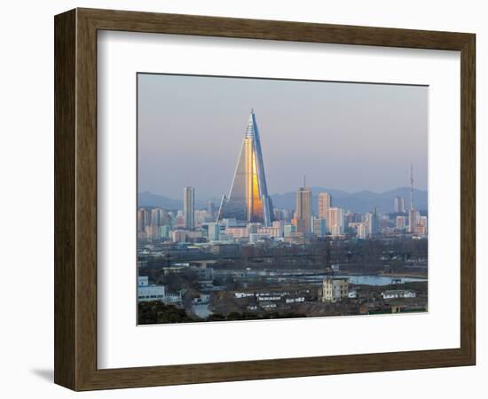 North Korea, Pyongyang, Elevated City Skyline View Towards the Ryugyong Hotel-Gavin Hellier-Framed Photographic Print