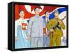 North Korea, Pyongyang, Propaganda Poster-Gavin Hellier-Framed Stretched Canvas