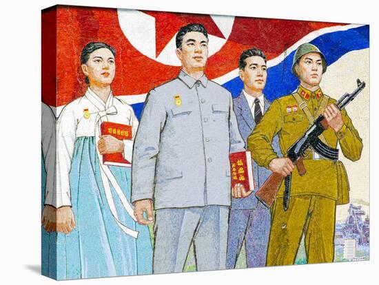 North Korea, Pyongyang, Propaganda Poster-Gavin Hellier-Stretched Canvas