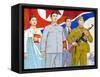 North Korea, Pyongyang, Propaganda Poster-Gavin Hellier-Framed Stretched Canvas